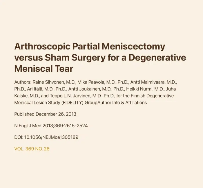 Arthroscopic Partial Meniscectomy versus Sham Surgery for a Degenerative Meniscal Tear